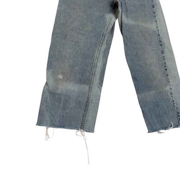 Vintage Levi's Made in USA 555 Size 33 Light Discolored Denim Cropped Raw Hem - Picture 8 of 10